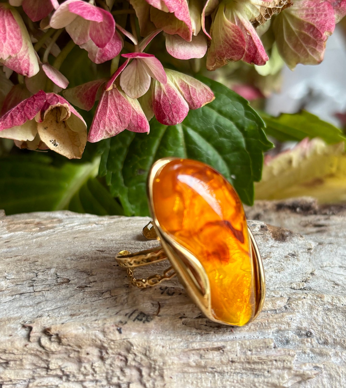 18ct Gold Plated Resin Statement Ring