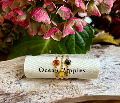 18ct Gold Plated Moonstone Triple Band Ring