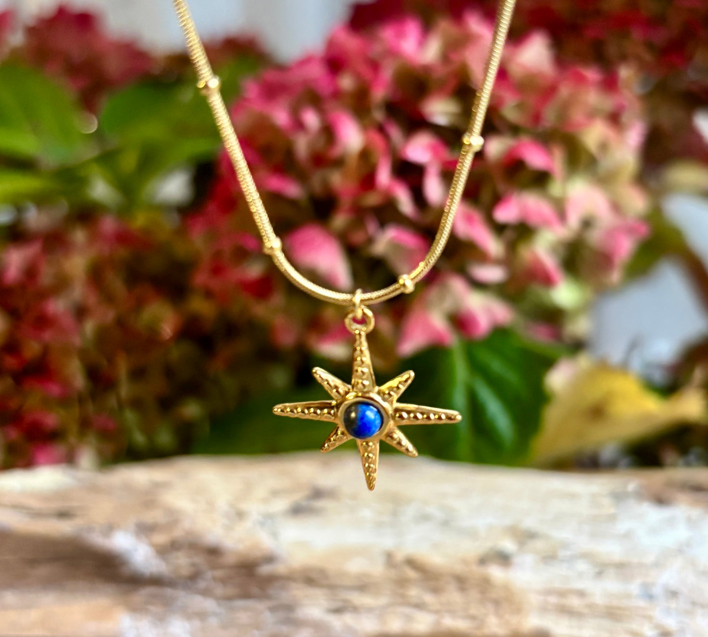 18ct Gold Plated Lapis Lazuli Star Neacklace