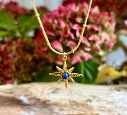 18ct Gold Plated Lapis Lazuli Star Neacklace