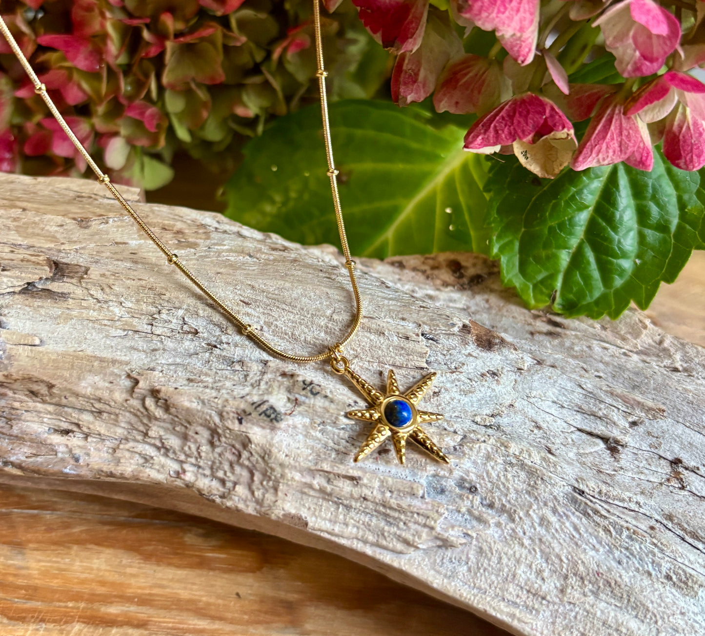 18ct Gold Plated Lapis Lazuli Star Neacklace