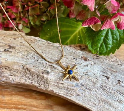 18ct Gold Plated Lapis Lazuli Star Neacklace