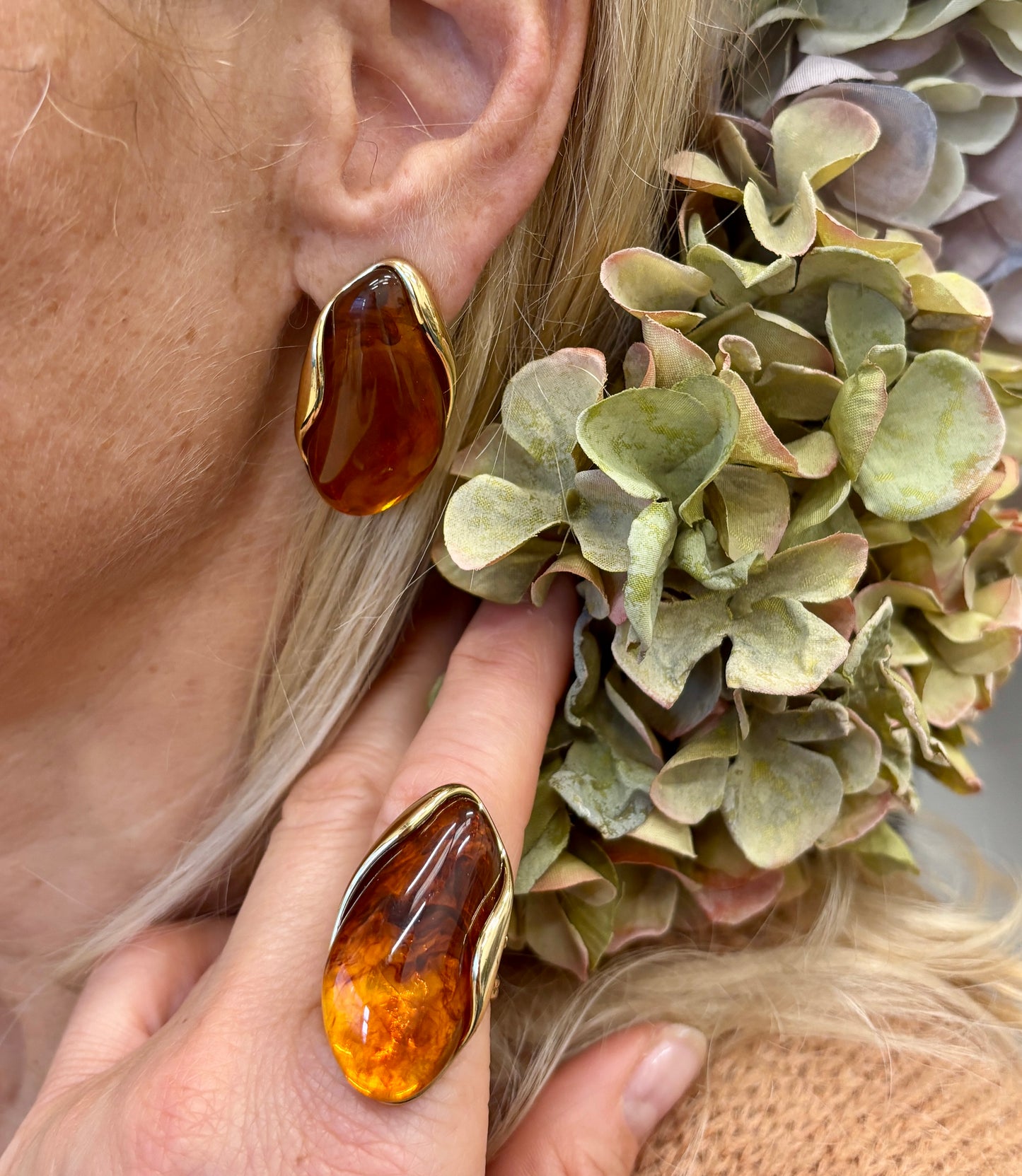 18ct Gold Plated Statement Resin Earrings