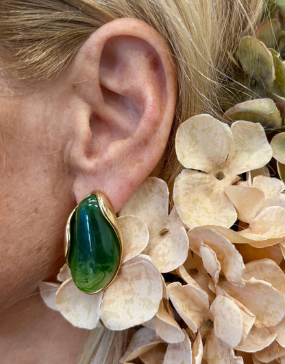 18ct Gold Plated Statement Resin Earrings