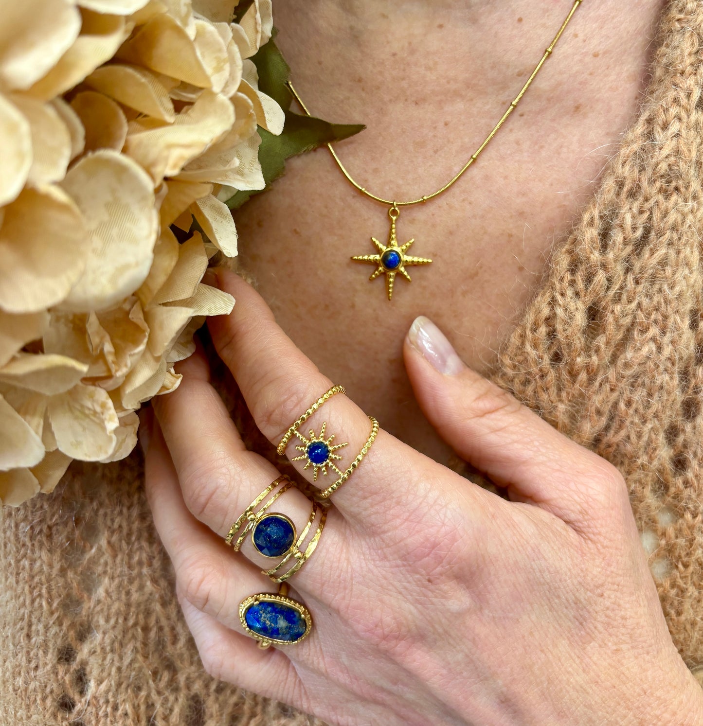 18ct Gold Plated Lapis Lazuli Star Neacklace