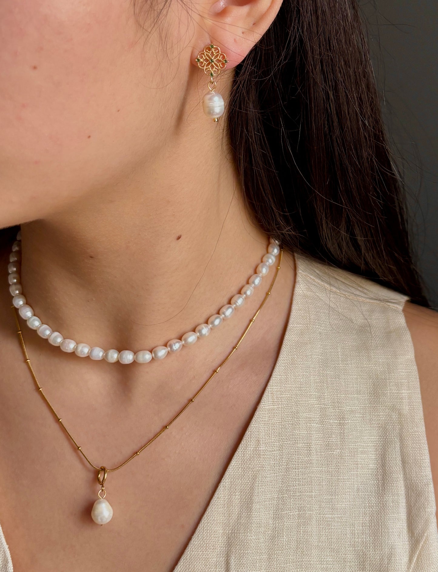 18ct Gold Plated Fresh Water Pearl Necklace Set - Save BIG