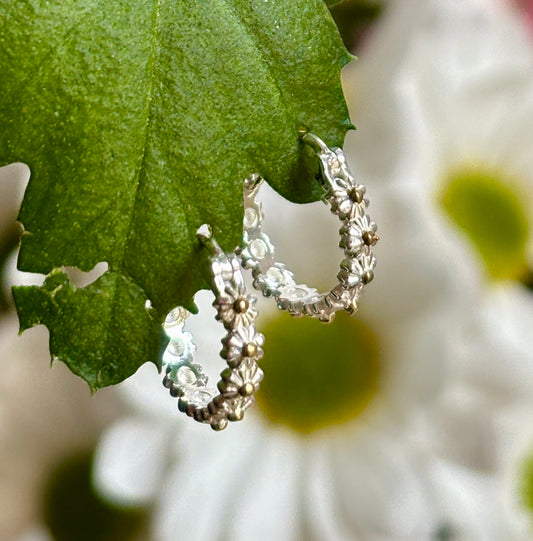 925 Sterling Silver Daisy Hoop Earrings