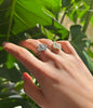Stainless Steel Cubic Zirconia Clover Adjustable Ring