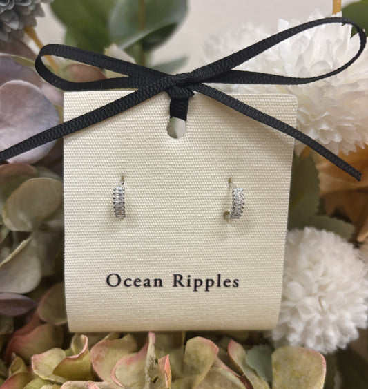 925 Sterling Silver Cubic Zirconia Huggie Earrings