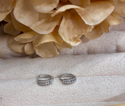 925 Sterling Silver Cubic Zirconia Huggie Earrings