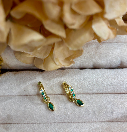 18ct Gold Plated Cubic Zirconia Drop Huggie Earrings