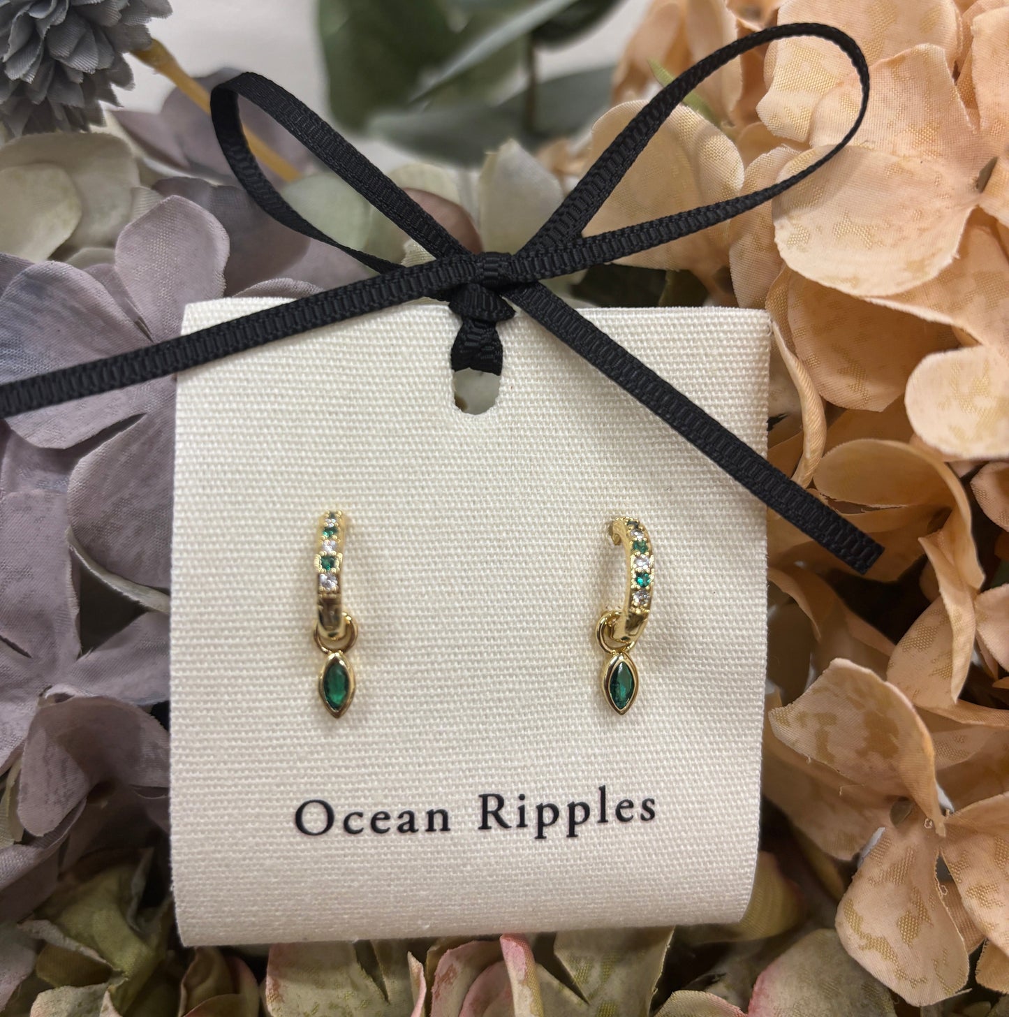 18ct Gold Plated Cubic Zirconia Drop Huggie Earrings