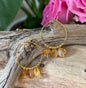 18ct Gold Plated Green Gemstone Cluster Hoop Earrings