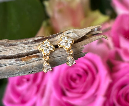 14ct Gold Plated Cubic Zirconia Drop Earrings 