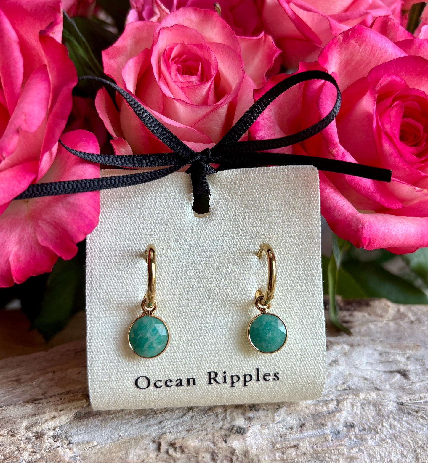 18ct Gold Plated Huggie Earrings with Natural Stones – Available in Three Options