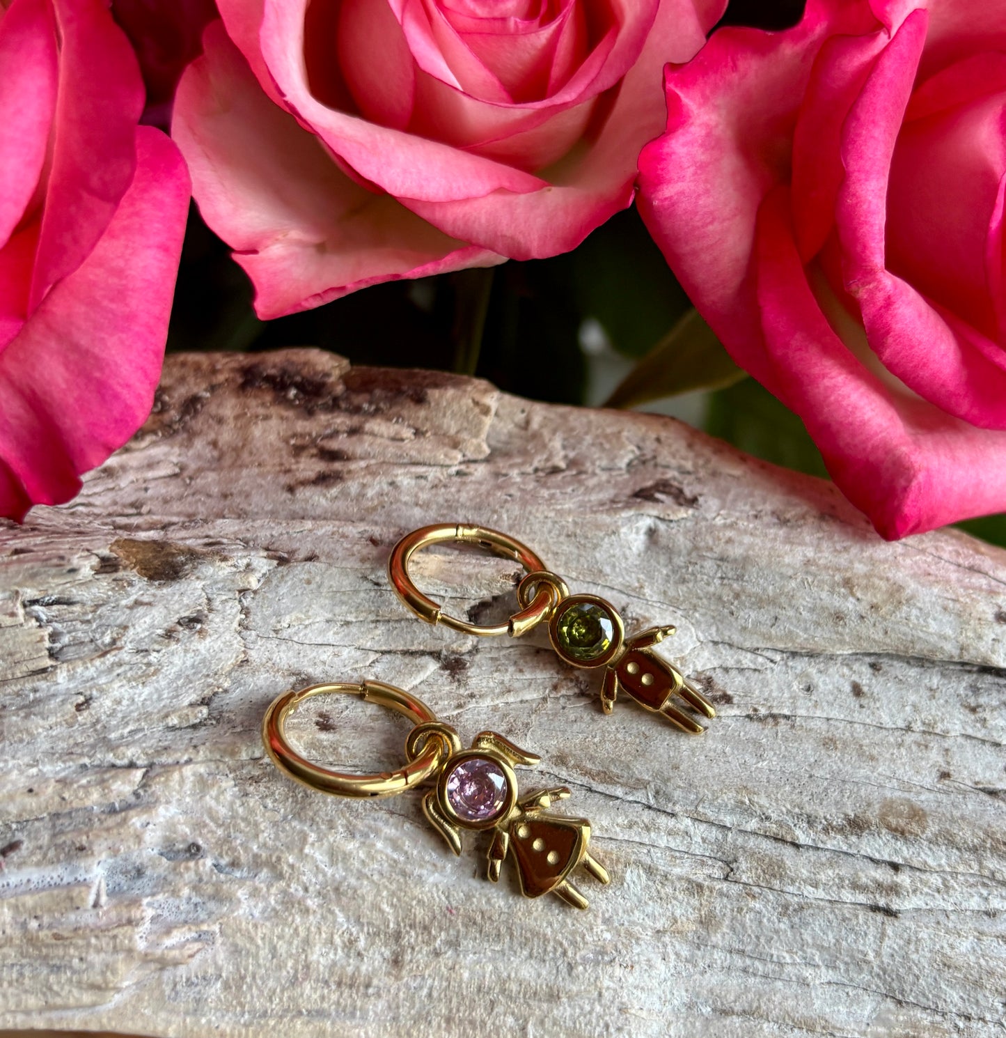 18ct Gold Plated Girl & Boy Huggie Earrings