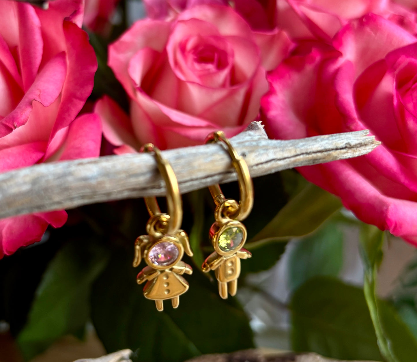 18ct Gold Plated Girl & Boy Huggie Earrings