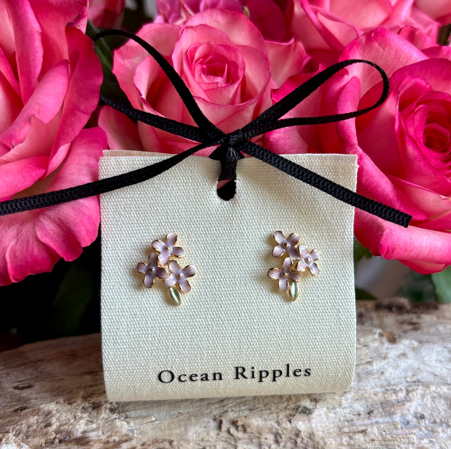 14ct Gold Plated Lilac Flower Stud Earrings