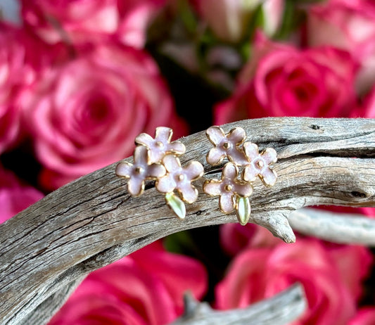 14ct Gold Plated Lilac Flower Stud Earrings