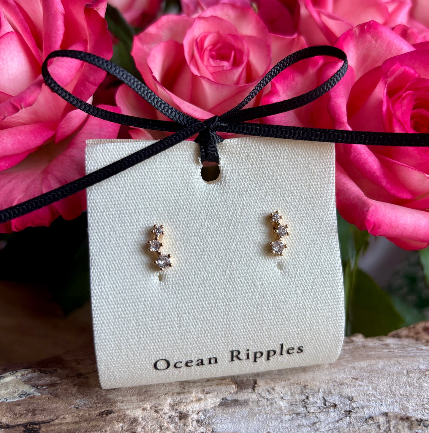 14ct Gold Plated Cubic Zirconia Star Climber Earrings