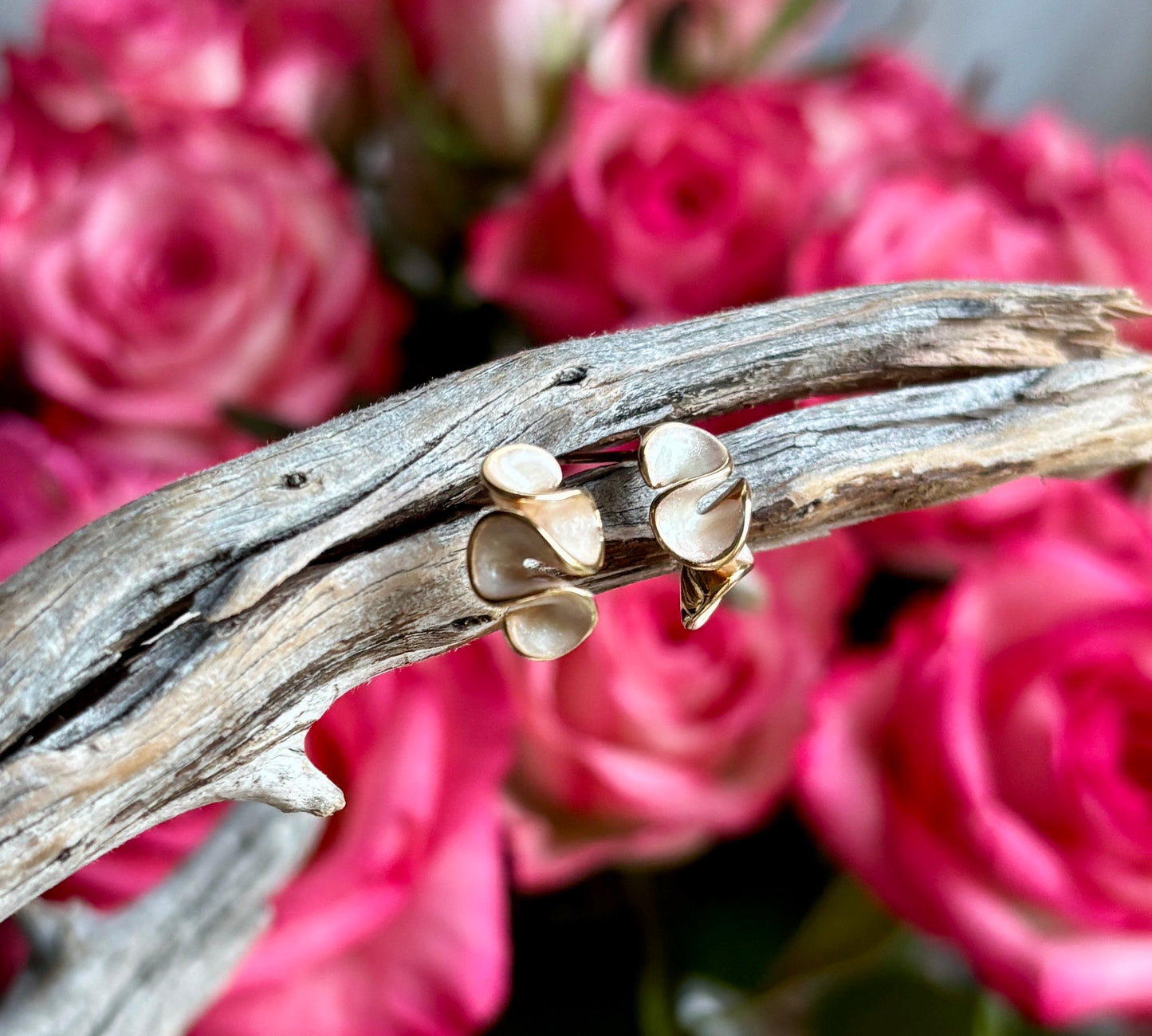 14ct Gold Plated Flower Petal Cluster Earrings