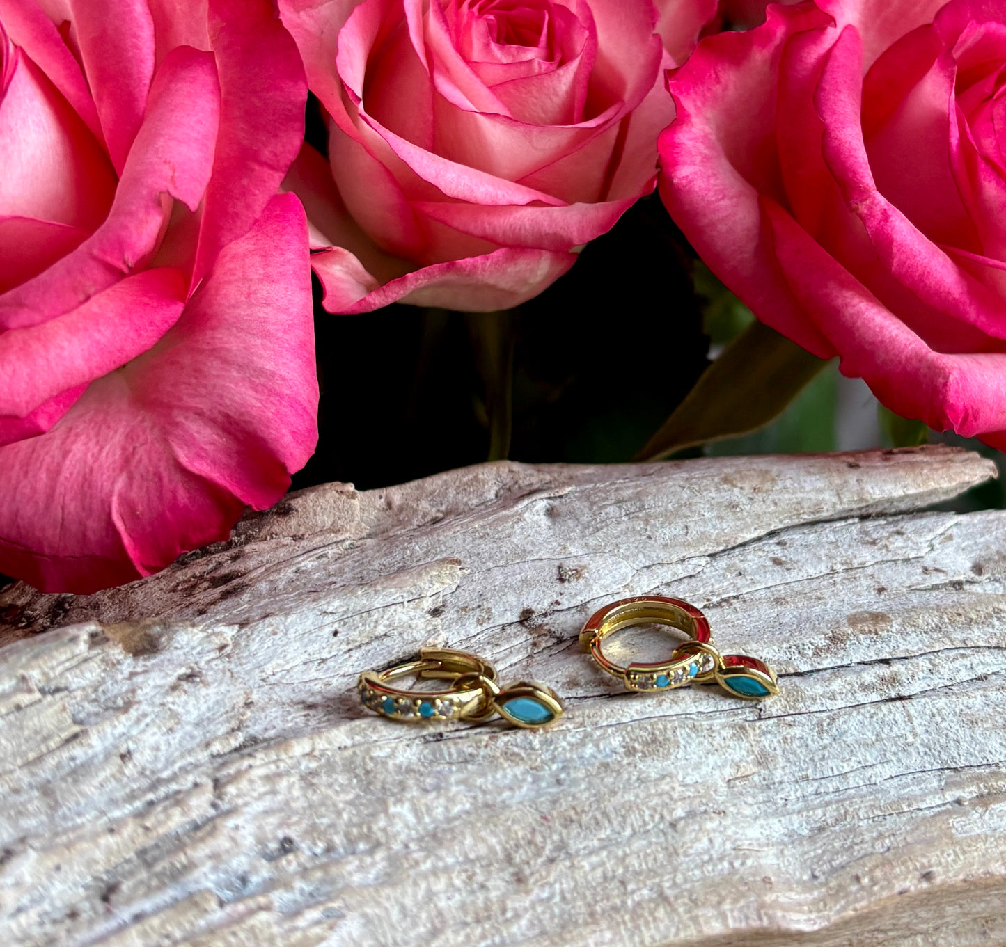 18ct Gold Plated Cubic Zirconia Drop Huggie Earrings- Available in Two Colours