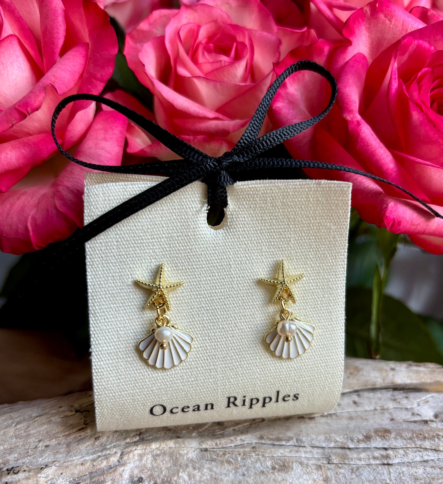 14ct Gold Plated Starfish Shell Earrings