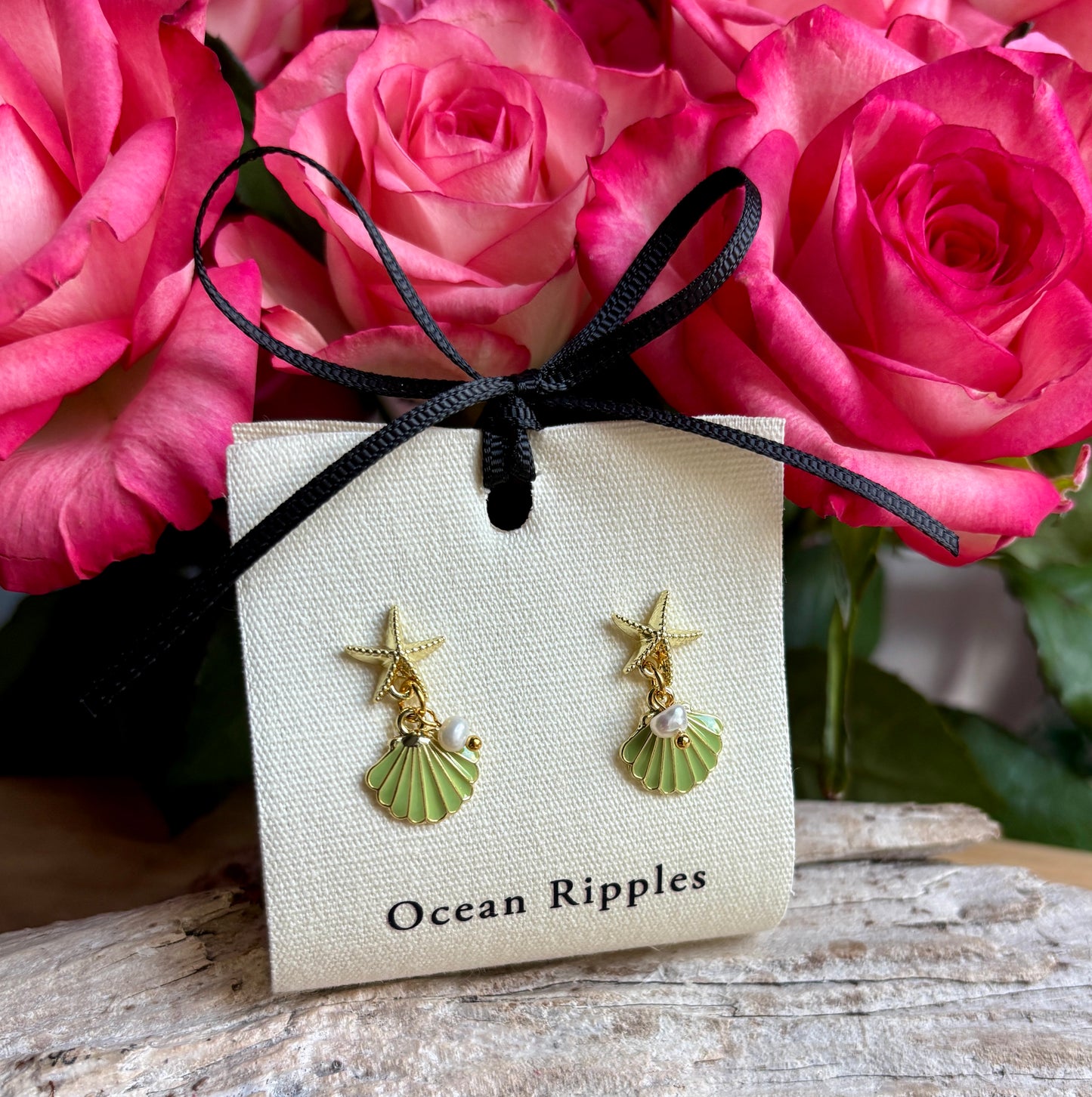 14ct Gold Plated Starfish Shell Earrings