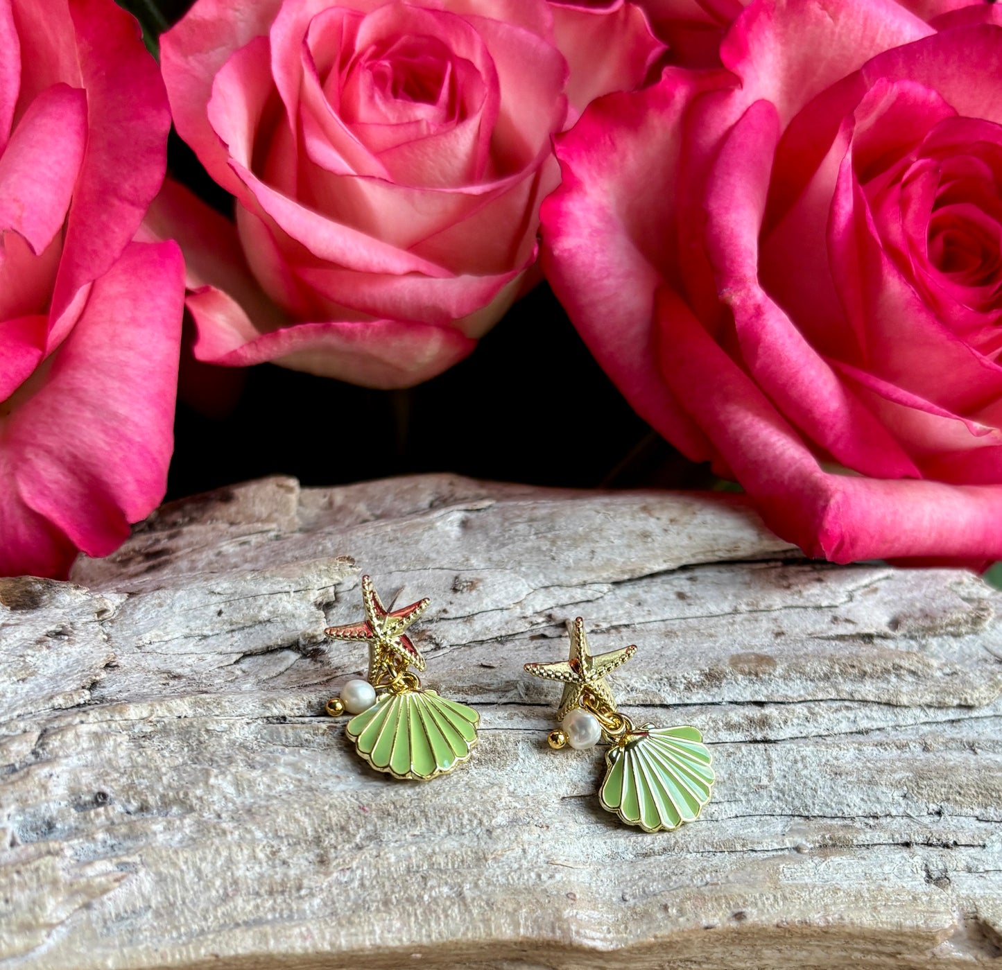 14ct Gold Plated Starfish Shell Earrings