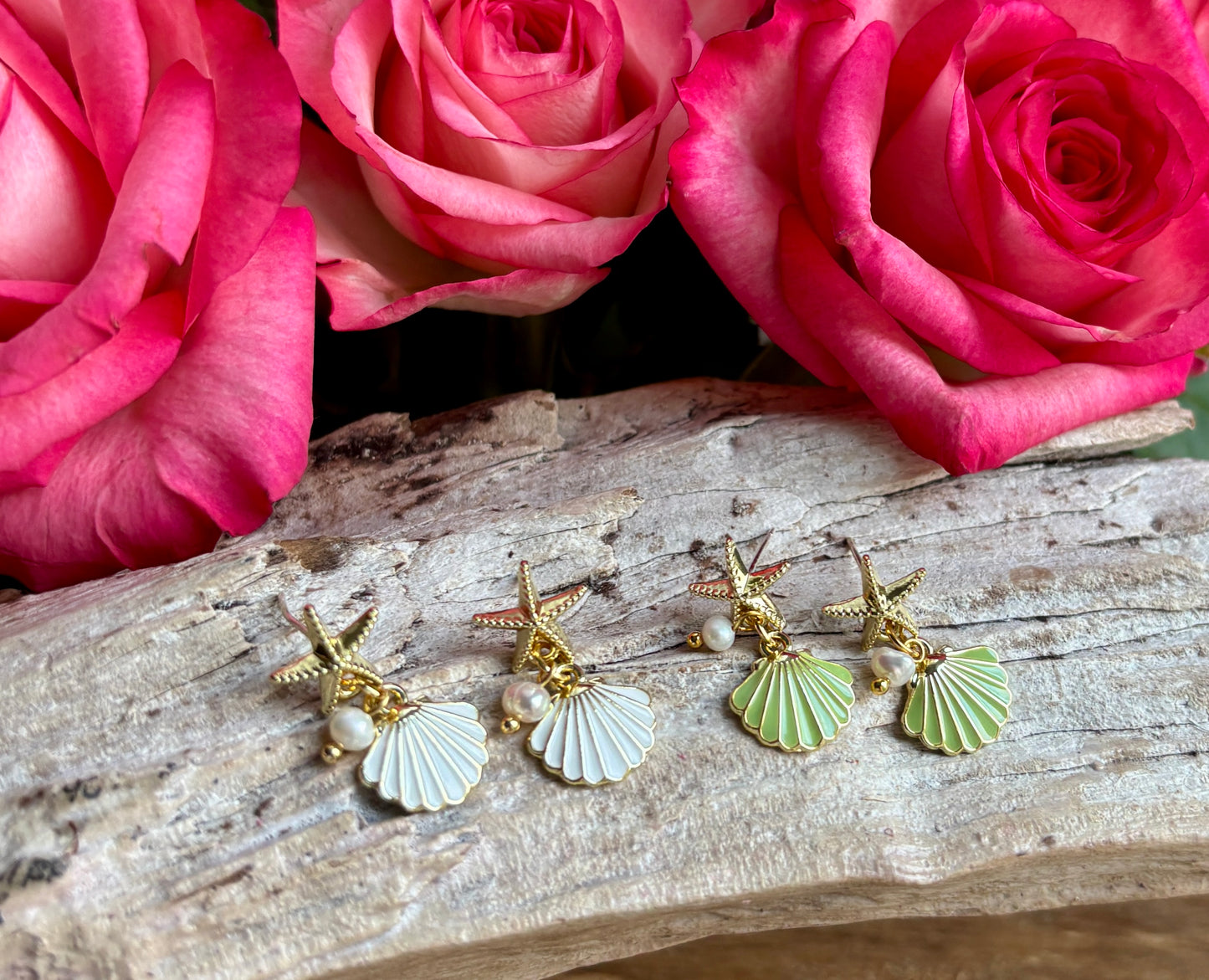 14ct Gold Plated Starfish Shell Earrings