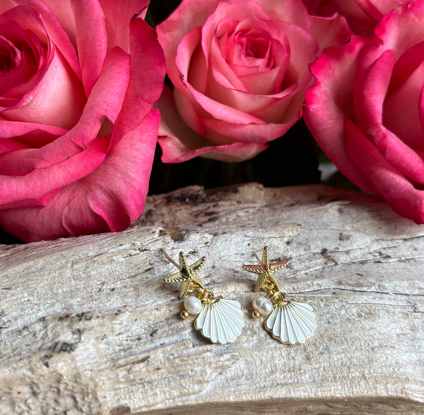 14ct Gold Plated Starfish Shell Earrings