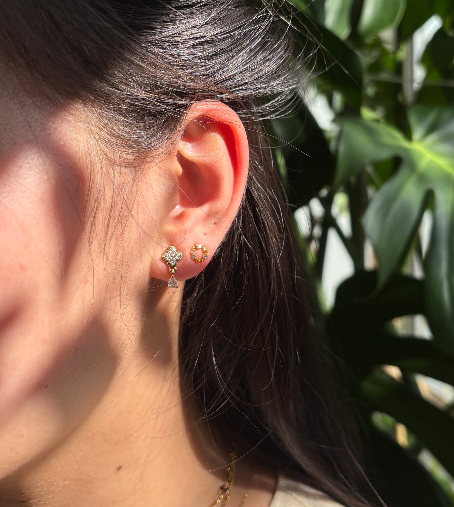 14ct Gold Plated Cubic Zirconia Drop Earrings 