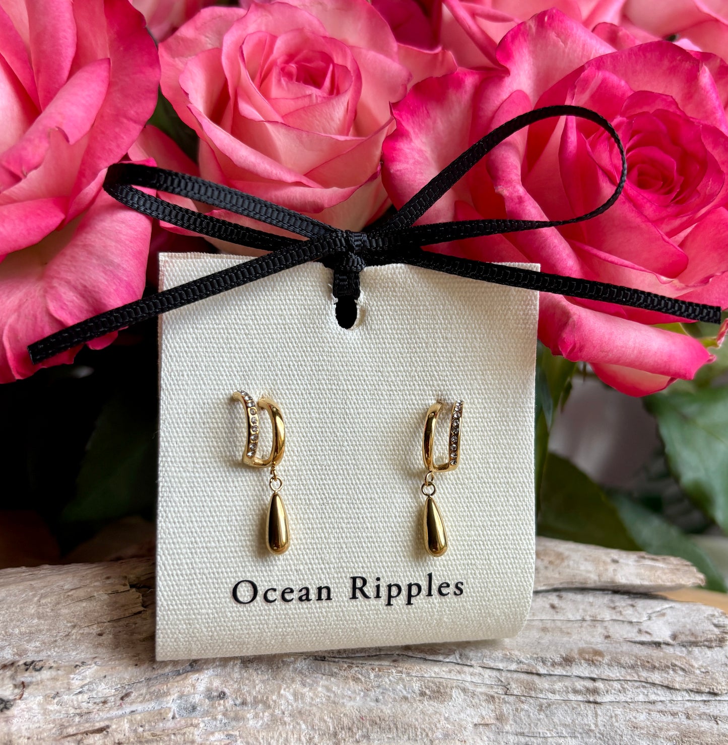 18ct Gold Plated Cubic Zirconia Teardrop Earrings