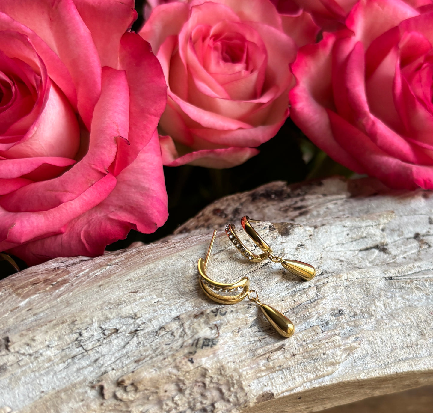 18ct Gold Plated Cubic Zirconia Teardrop Earrings