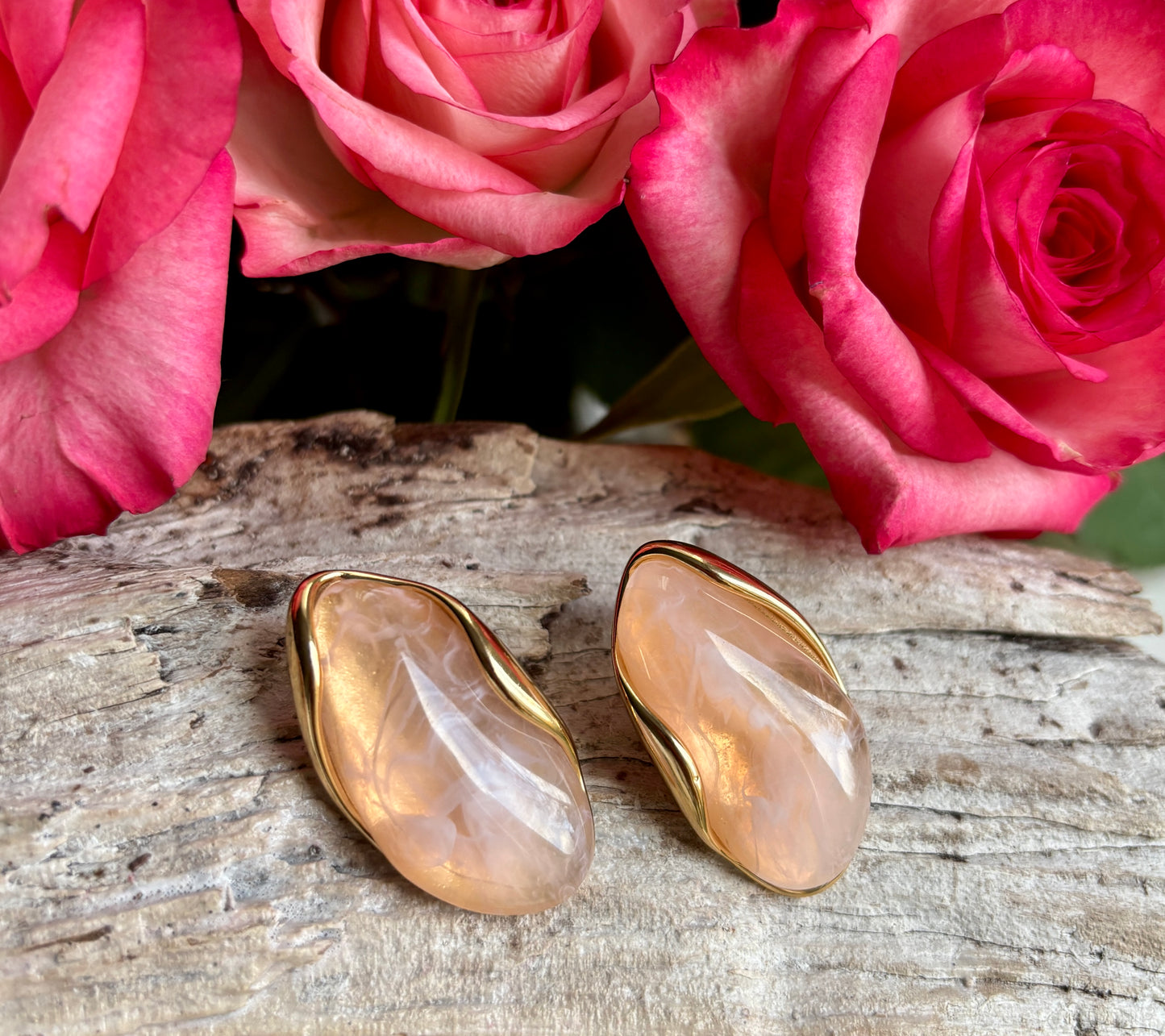 18ct Gold Plated Statement Resin Earrings