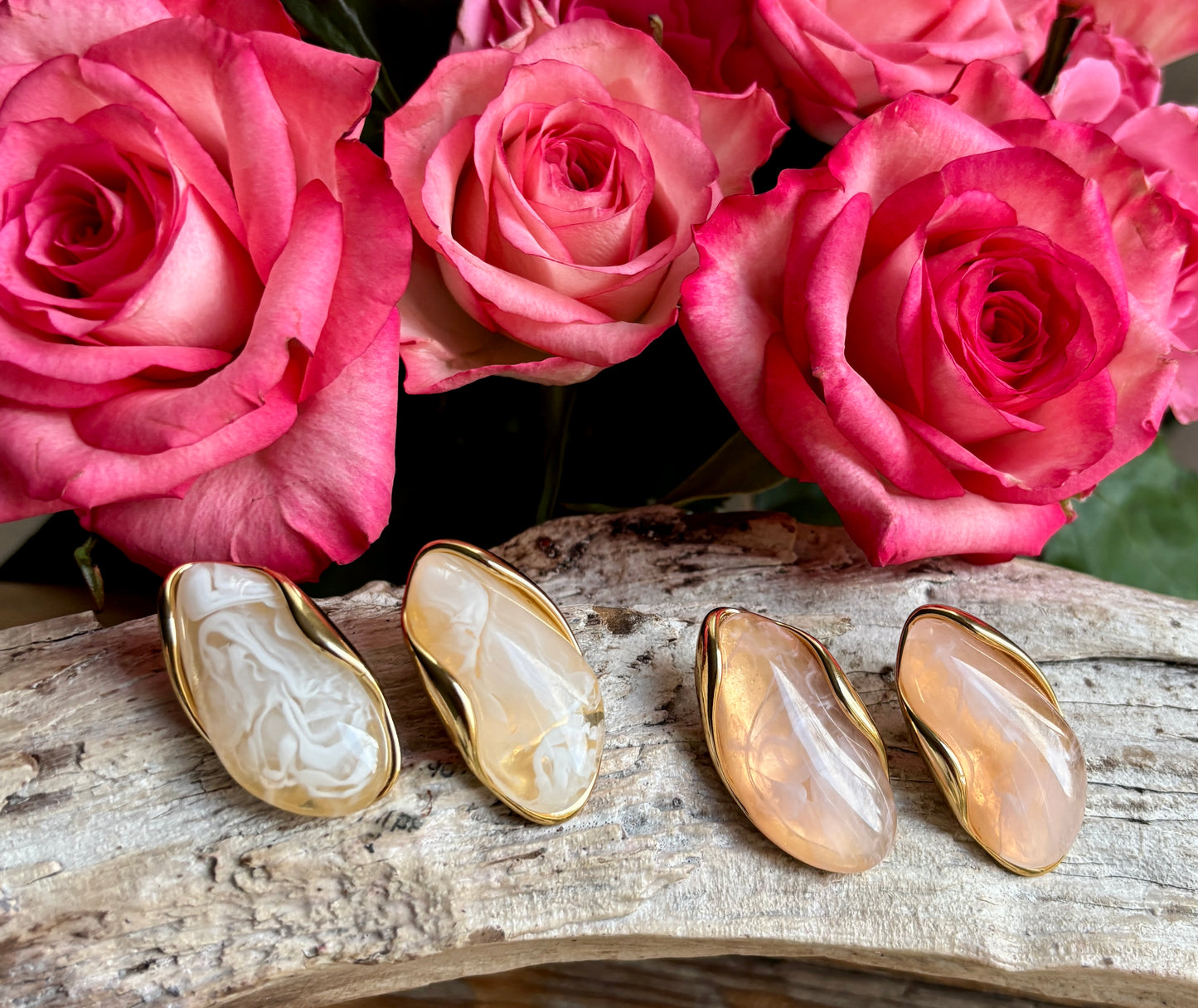 18ct Gold Plated Statement Resin Earrings