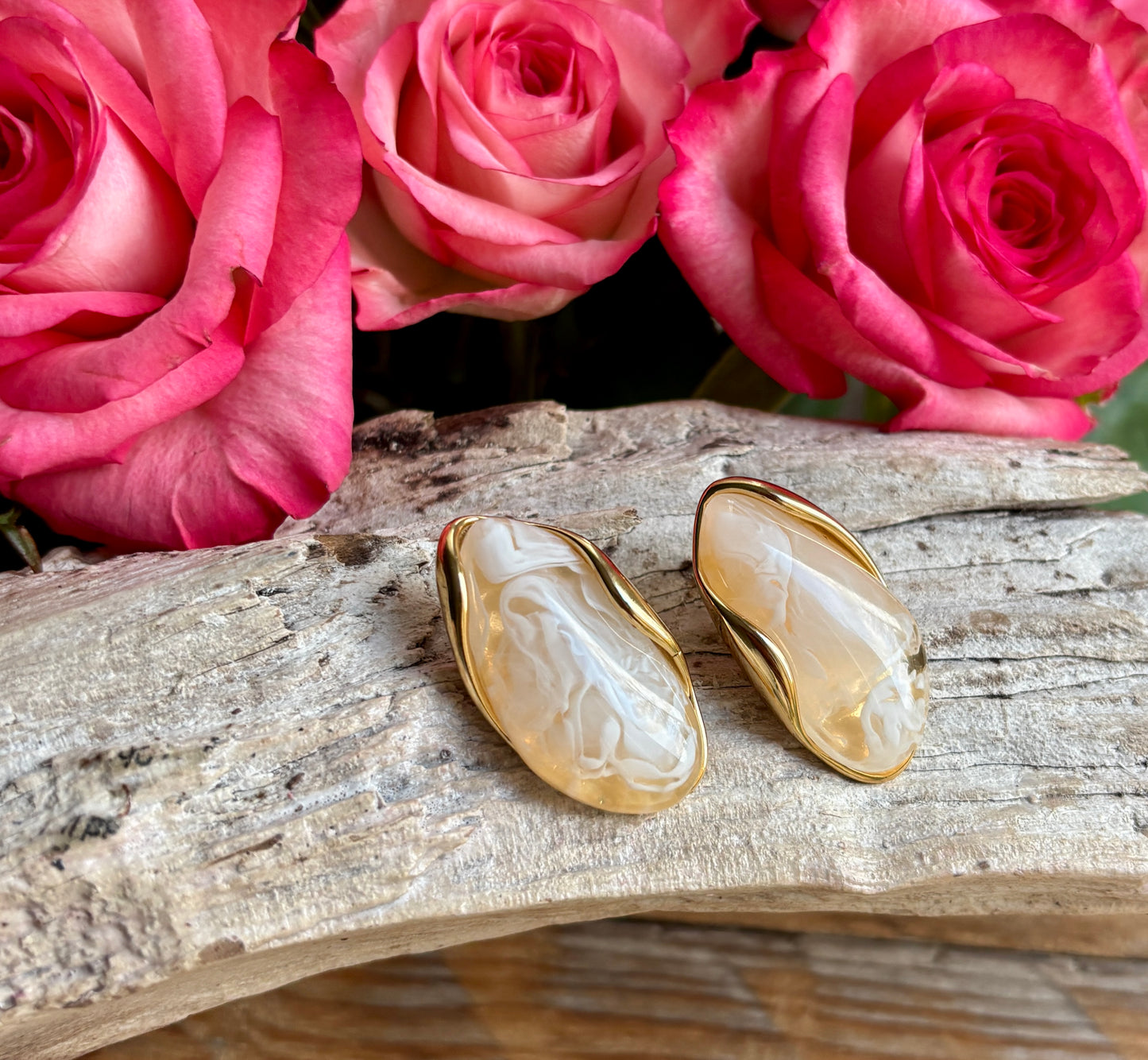 18ct Gold Plated Statement Resin Earrings