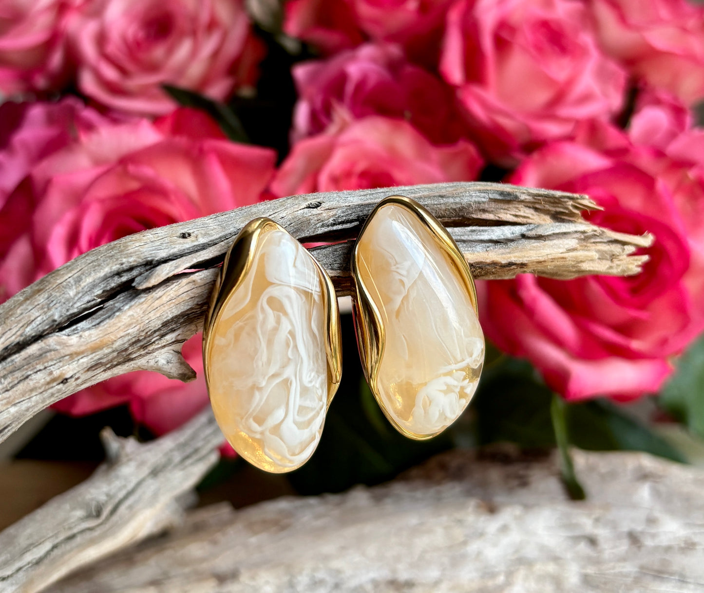 18ct Gold Plated Statement Resin Earrings