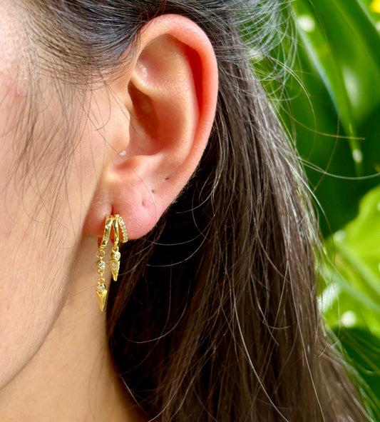 18ct Gold Plated Triple Hoop Dangle Earrings