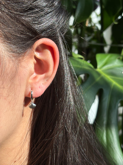 925 Sterling Silver Shell Huggie Earrings  