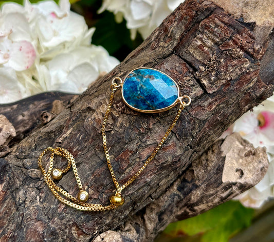 14ct Gold Plated Kyanite Adjustable Bracelet 