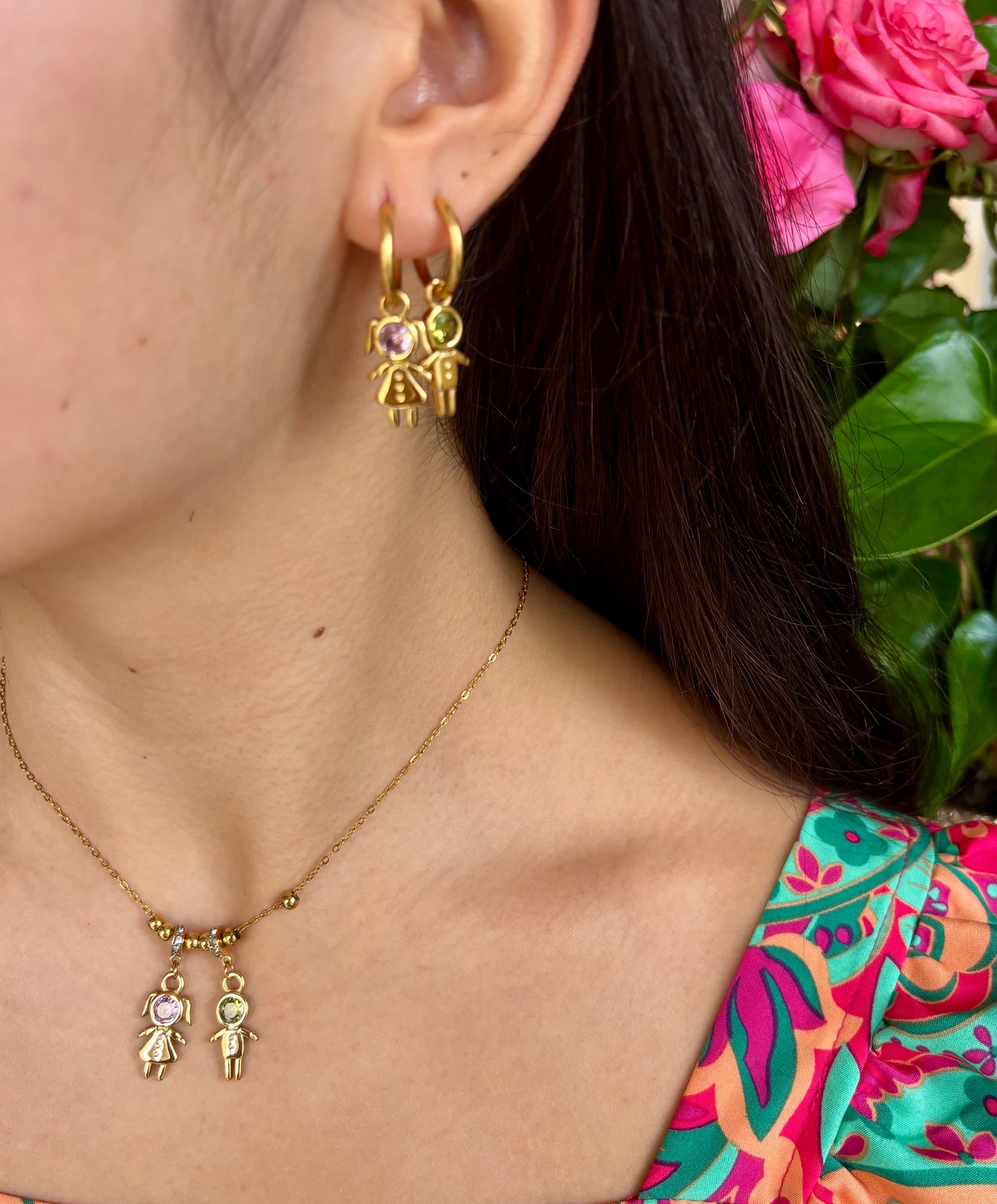 18ct Gold Plated Girl & Boy Huggie Earrings