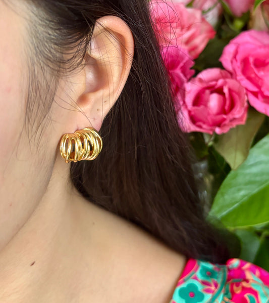 18ct Gold Plated Multi Strand Earrings