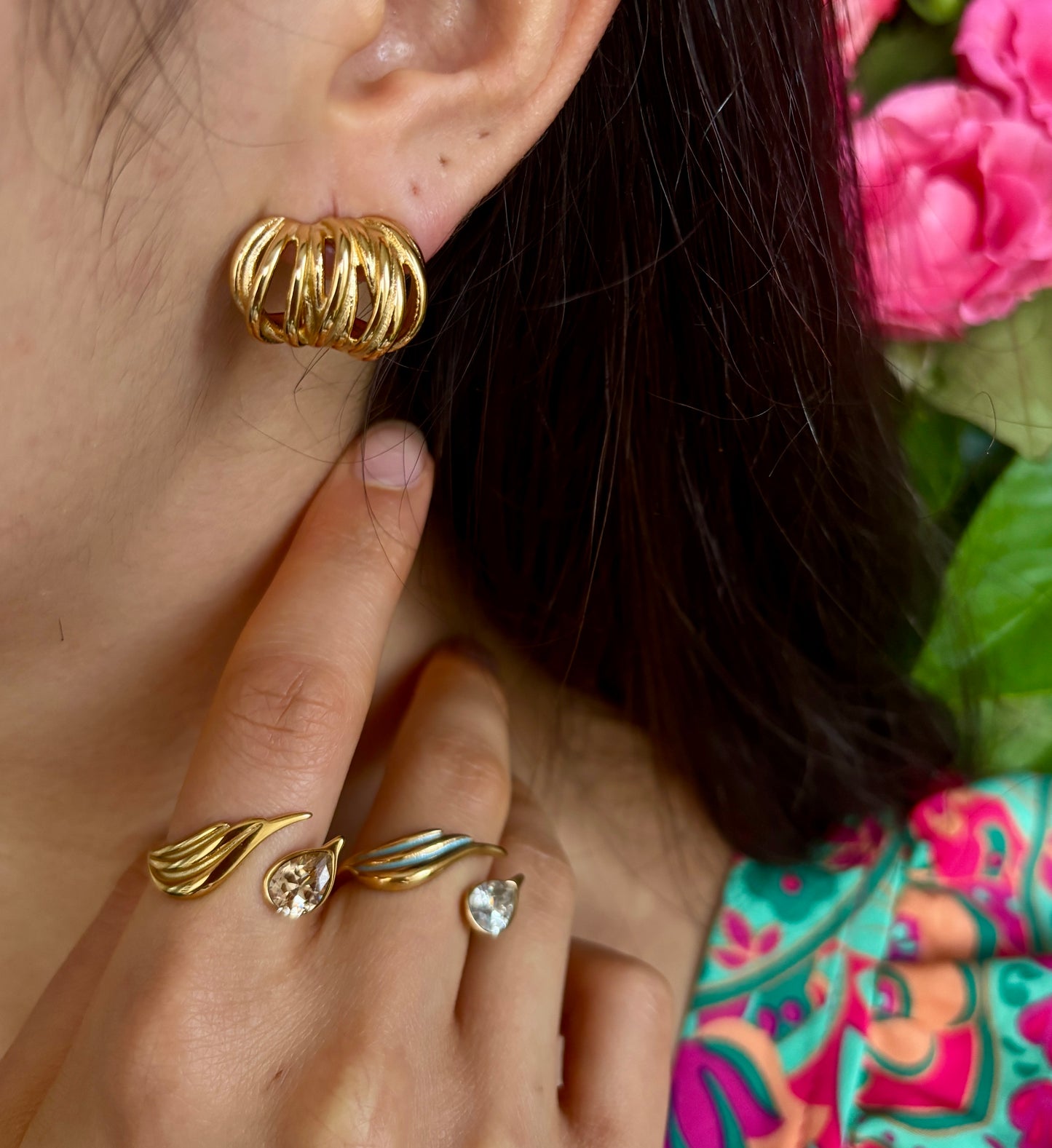 18ct Gold Plated Multi Strand Earrings