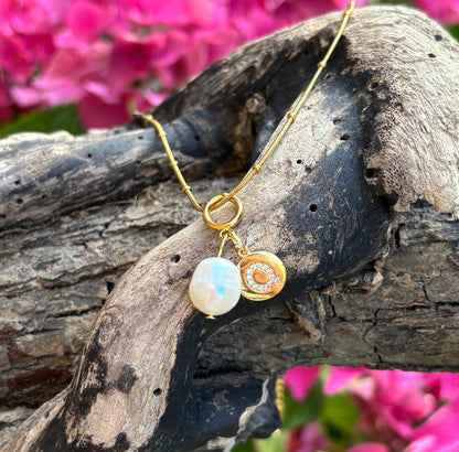 18ct Gold Plated Single Pearl Necklace - Personalisation Available