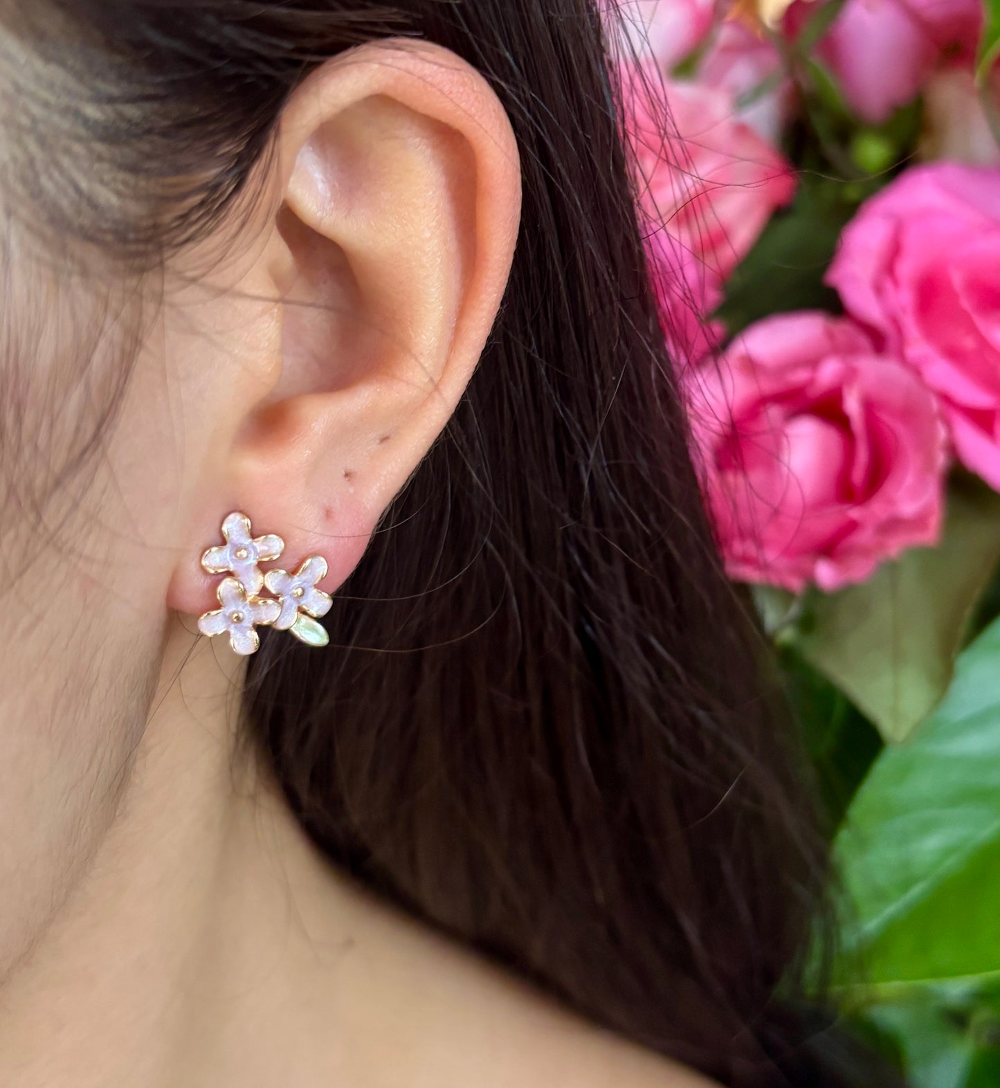 14ct Gold Plated Lilac Flower Stud Earrings