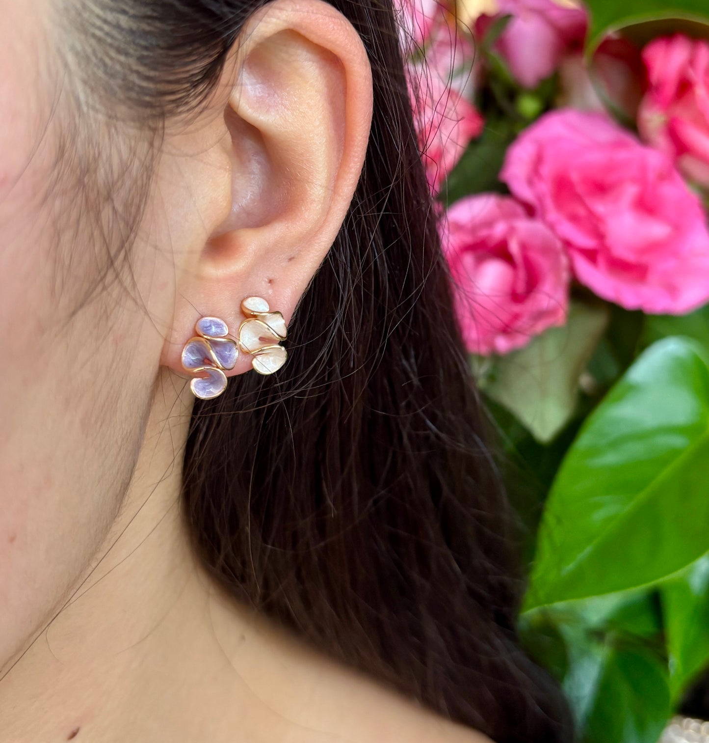 14ct Gold Plated Flower Petal Cluster Earrings