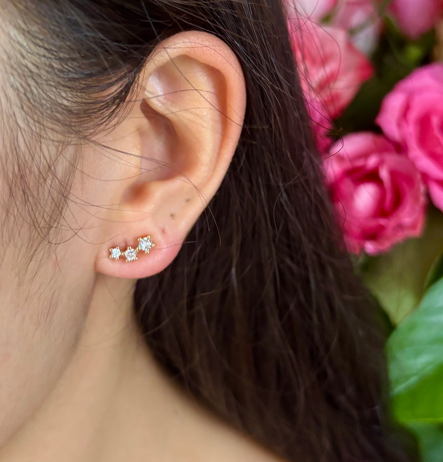 14ct Gold Plated Cubic Zirconia Star Climber Earrings