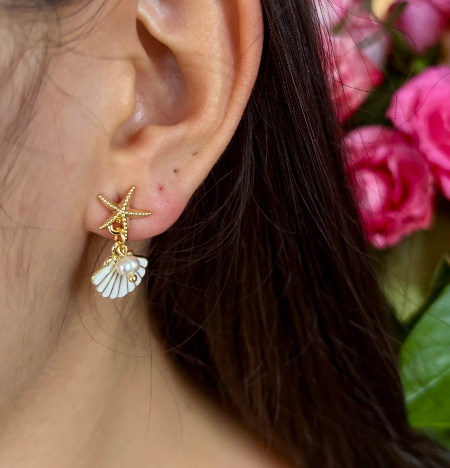 14ct Gold Plated Starfish Shell Earrings