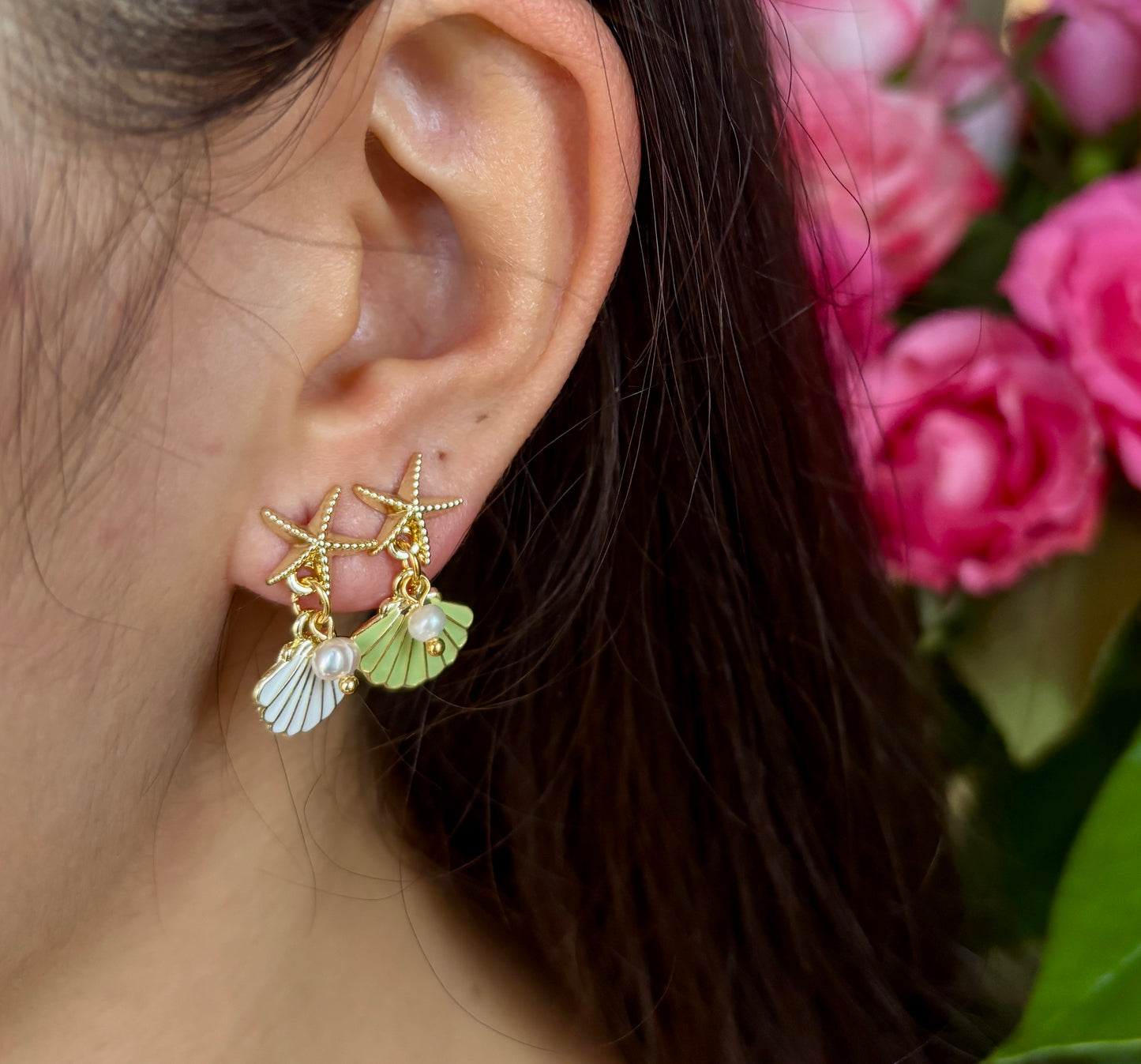 14ct Gold Plated Starfish Shell Earrings